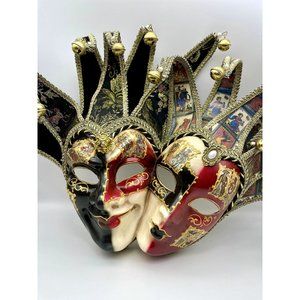 VTG Authentic hand made in Italy Venetian carnival jester dual wall mask